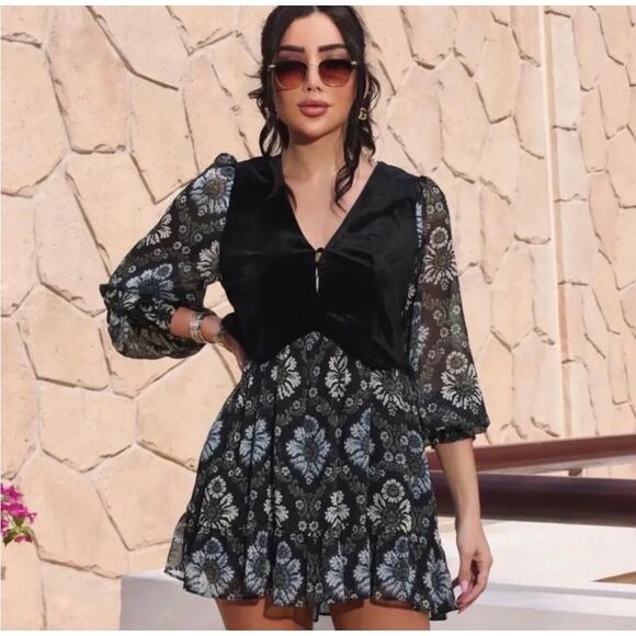 ZARA BLOGGER FAVORITE PRINTED DRESS WITH VEST - Picture 1 of 16